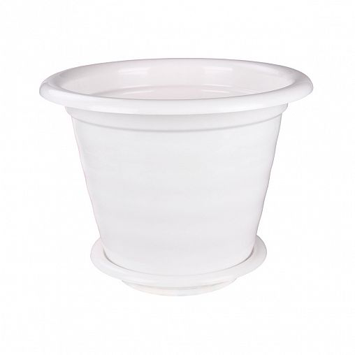 Горшок для цветов Альтернатива Виола, с поддоном, 10 л, белый фото