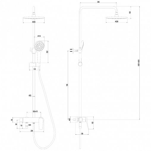 Душевая система Lemark Bronx LM3762BL, черная фото