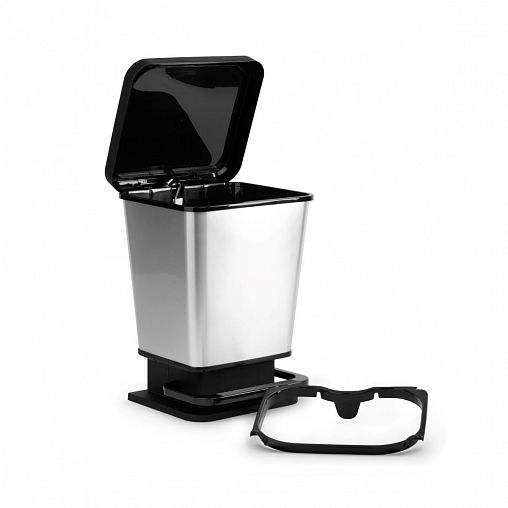 Контейнер для мусора с педалью Альтернатива Металл, 20 л, серебристый металлик фото