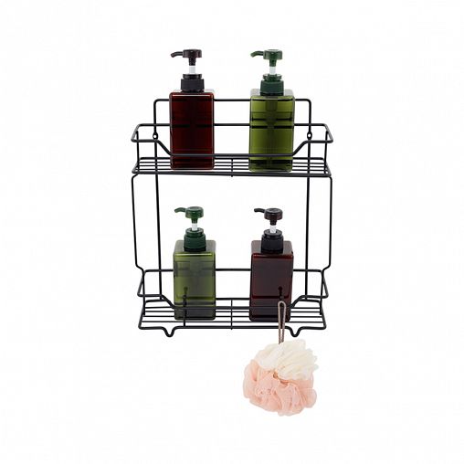 Полка в ванную Milardo Grid, 2-х ярусная, черная матовая фото