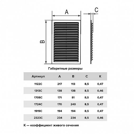 Решетка вентиляционная Era 2323С, ABS-пластик, 234 x 234 мм фото