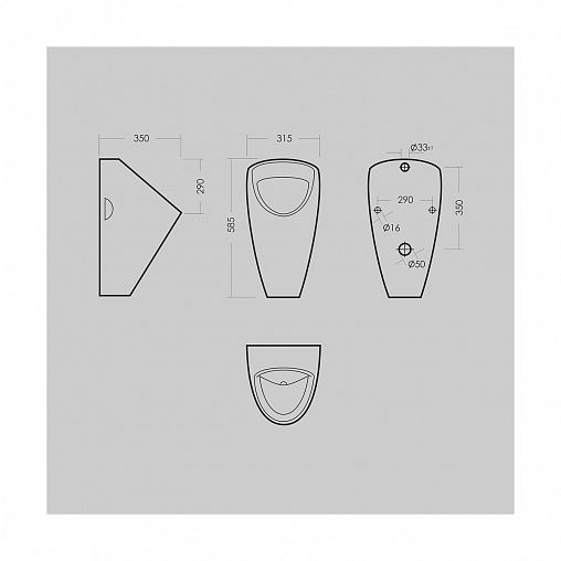 Писсуар Sanita Luxe Long, 31,5 x 35 x 58,5 см, белый фото