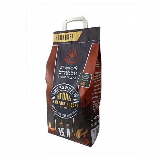 Уголь древесный Красный дракон, пакет с ручками, 15 л фото