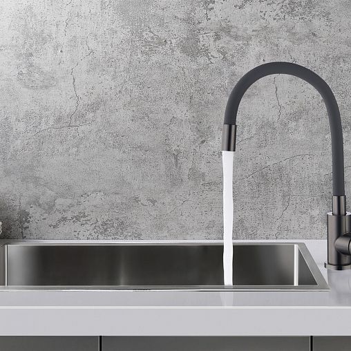 Смеситель для кухни Fashun A54101N-17A, с гибким изливом, графит/серый фото