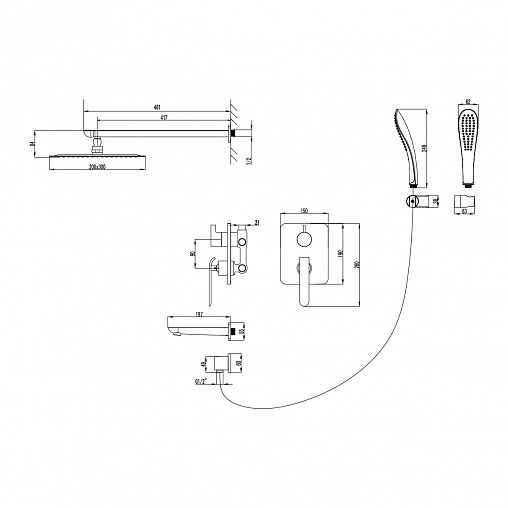 Душевая система Lemark Melange LM4922CW, встраиваемая, однорычажная, белая/хром фото