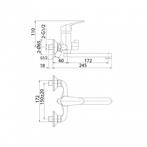 Смеситель для ванны с душем Milardo Simp, хром фото