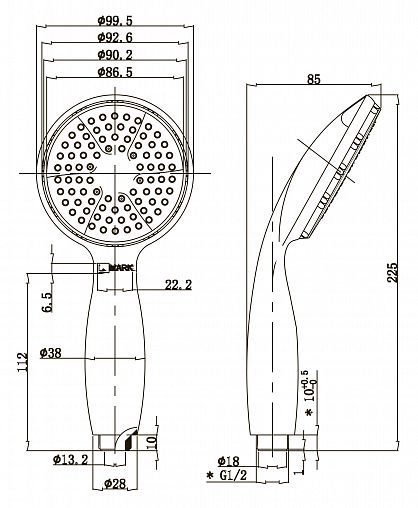 Лейка для душа Lemark LM8001C, 1 режим, хром фото
