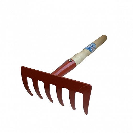 Грабли прямые, с деревянным черенком, 6 зубьев фото