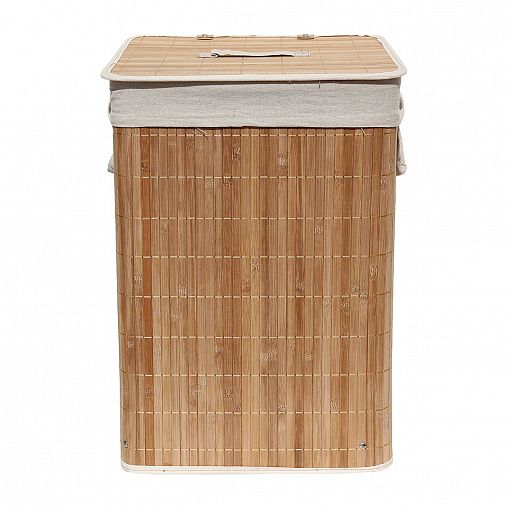 Корзина для белья с ручками Рыжий кот BLB-08-D, 35 x 35 x 50 см, бамбук фото