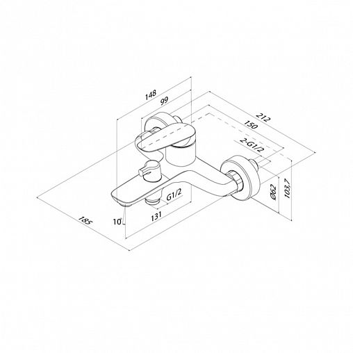 Смеситель для ванны IDDIS Zodiac X, хром фото