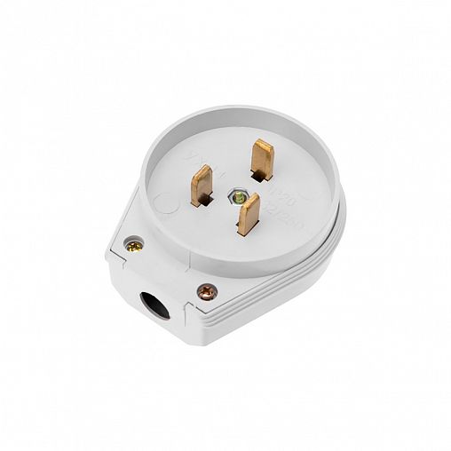 Вилка силовая для электроплиты ВШ Rexant, с заземлением, 32 А, 250 В, 2Р+РЕ, белая фото