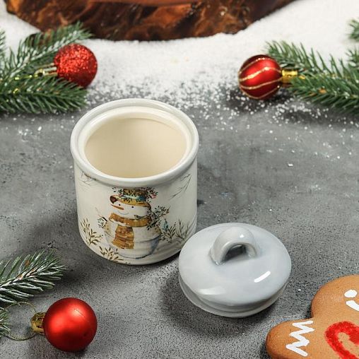 Сахарница Доляна Рождественский снеговик, 150 мл фото