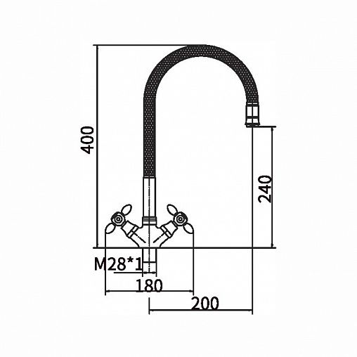 Смеситель для кухни Fashun A43127-6, с гибким изливом, хром/зеленый фото