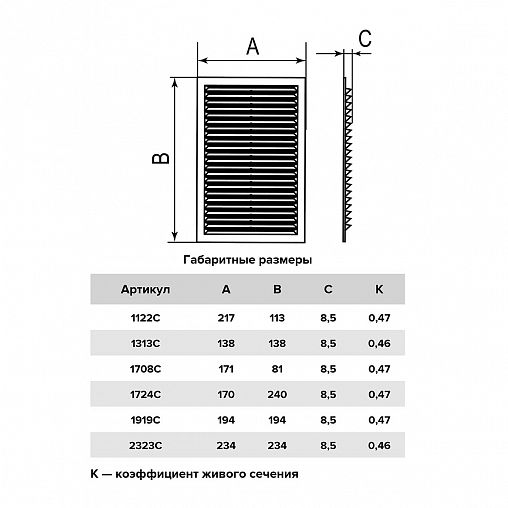 Решетка вентиляционная Era 1313С, ABS-пластик, 138 x 138 мм фото