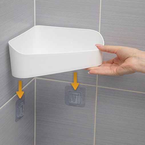 Полка для ванной угловая Альтернатива, на скотче, 20 x 20 x 8,5 см, белая фото