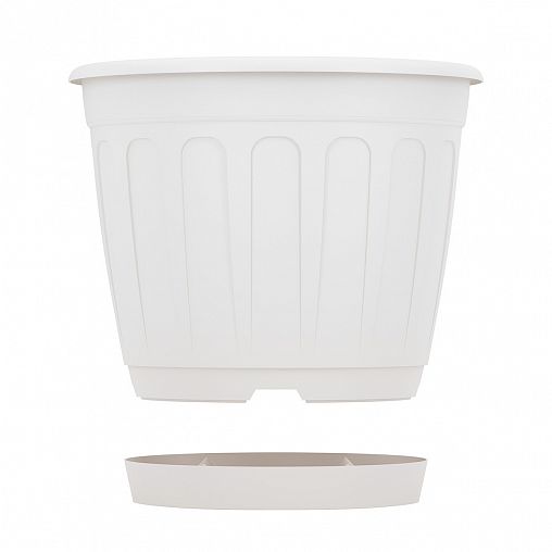 Горшок для цветов Альтернатива Дионис, с поддоном, 1,6 л, белый фото