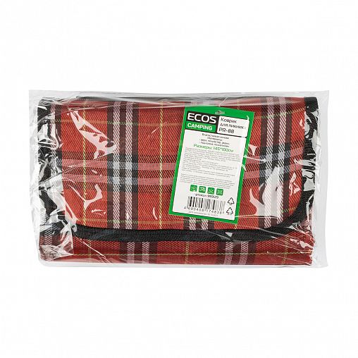Коврик для пикника Ecos PR-88, с влагостойкой основой, 145 x 100 см, красный фото