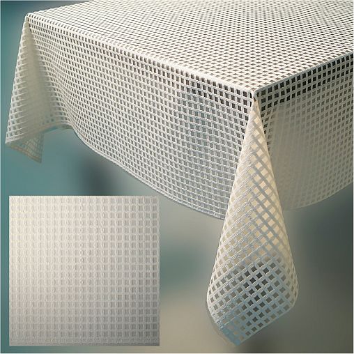 Скатерть Рыжий кот Винтаж, ПВХ, клетка, 110 x 135 см, белая фото