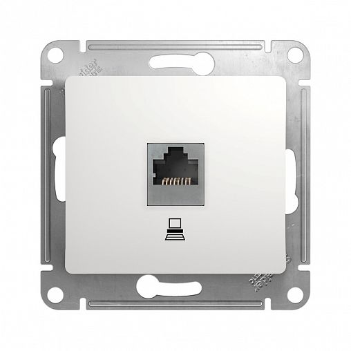 Розетка компьютерная встраиваемая RJ45 Systeme Electric Glossa, категория 5Е, белая фото