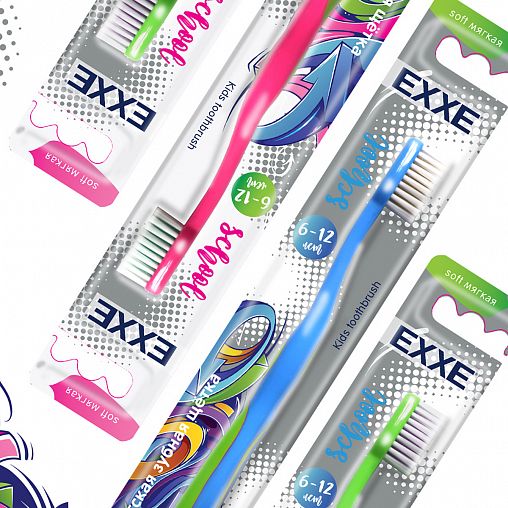 Детская зубная щетка EXXE School, мягкая фото