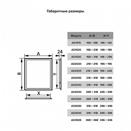 Люк-дверца ревизионная Auramax AD1520, пластик, нажимная, с фланцем 146 x 196 мм, 168 x 218 мм фото