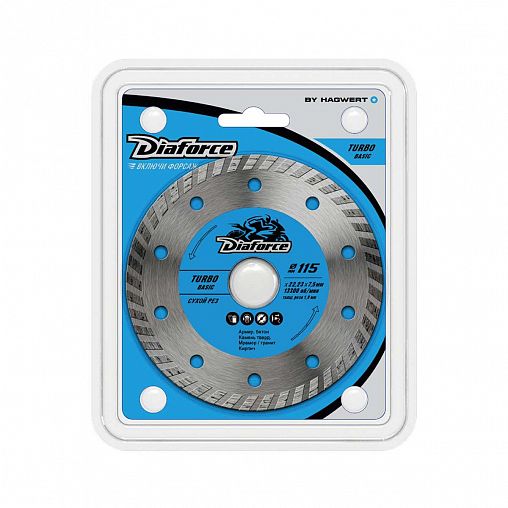 Круг алмазный сегментный турбо Diaforce Turbo Basic для сухой резки, 115 x 1,9 x 22,23 мм фото