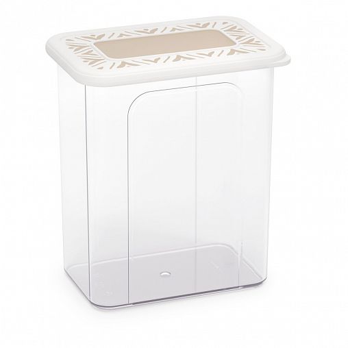 Емкость для сыпучих продуктов Альтернатива Эстетика, прямоугольная, 2,2 л, бело-бежевая фото