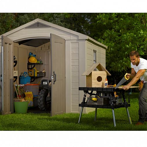 Хозблок Keter Factor 8x8, 248 x 255 x 243 см, бежевый фото Хозблок Keter Factor 8x8, 248 x 255 x 243 см, бежевый фото