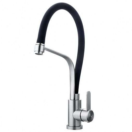 Смеситель для кухни Fashun A54012-7, с гибким изливом, сатин/черный фото