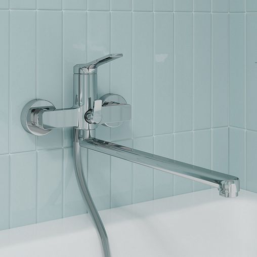 Смеситель для ванны IDDIS Parker, с длинным изливом, хром фото