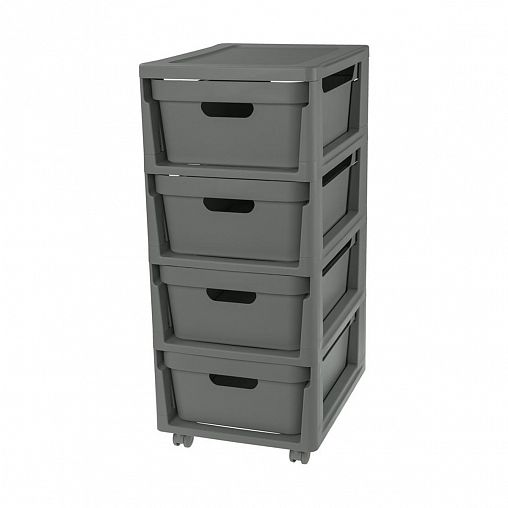 Комод четырехсекционный на колесах Econova Luxe, 300 x 385 x 690 мм, серый фото