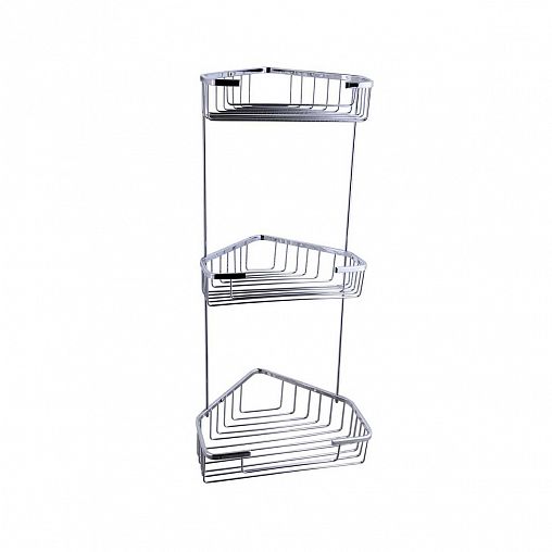 Полка в ванную угловая Fashun A335-2, 3-х ярусная, хром фото
