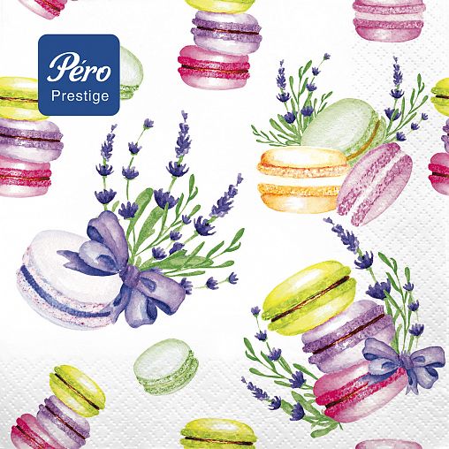 Салфетки бумажные сервировочные Pero Prestige Макаронсы, трехслойные, 20 шт фото