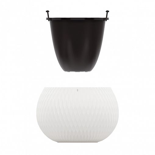 Кашпо подвесное Альтернатива Жемчужина, со вставкой, 9,7 л, белое фото
