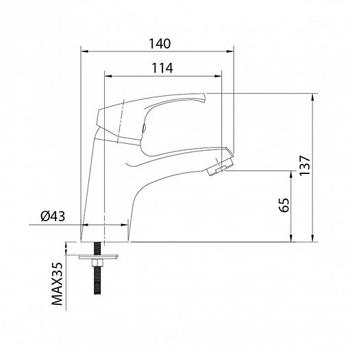Смеситель для раковины с коротким изливом Milardo Sterm STESB00M01, однорычажный, хром фото