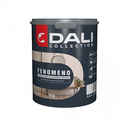Краска для стен и потолков Dali Collection Fenomeno, матовая, база C, бесцветная, 0,9 л фото