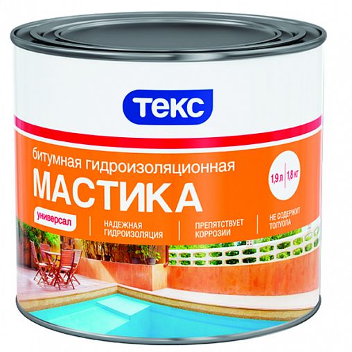 Мастика битумная гидроизоляционная Текс Универсал, черная, 1,8 кг цена ...