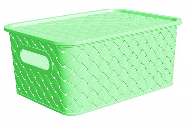 Корзинка для хранения с крышкой Violet Береста 7,5 л, 35 x 24,5 x 10,5 см, шалфей фото