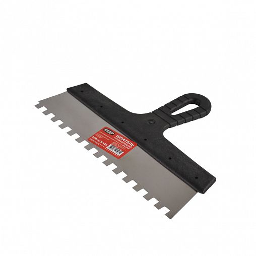 Шпатель фасадный зубчатый Кедр, нержавеющая сталь, пластиковая ручка, 300 мм, зуб 10 x 10 мм фото