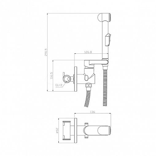 Гигиенический душ Rossinka X25-57, однорычажный, хром фото