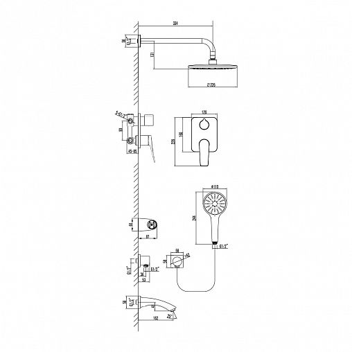 Смеситель для ванны Lemark Bronx LM3722BL, встраиваемый, однорычажный, черный фото
