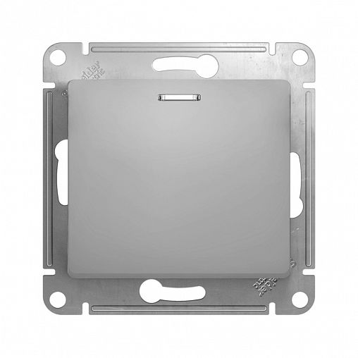 Переключатель 1-клавишный Systeme (Schneider) Electric Glossa, встраиваемый, с подсв., алюминий фото