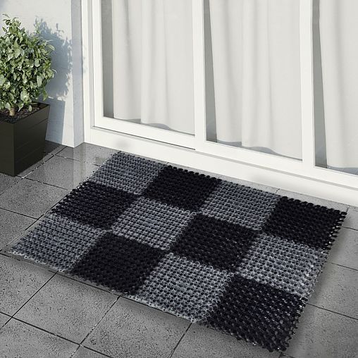 Коврик придверный SunStep Травка, 42 x 56 см, черно-серый фото