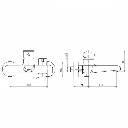 Смеситель для ванны с душем PLStart PD32082, хром фото