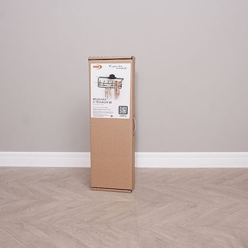 Вешалка настенная с полкой ЗМИ 80, 6 крючков, 72,5 x 22 x 26,5 см, коричневая фото