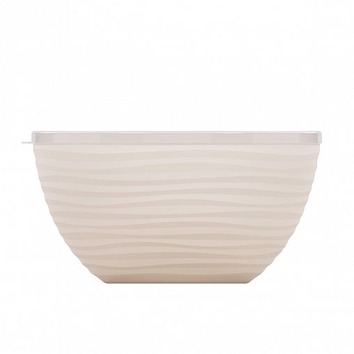 Салатник пластиковый Альтернатива Оазис, с крышкой, 4 л, бежевый фото