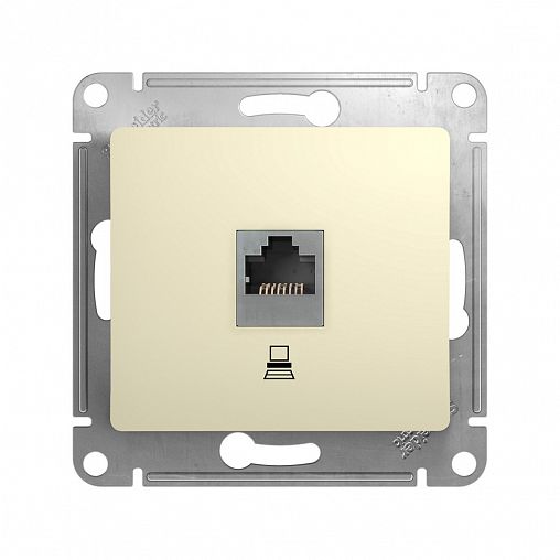 Розетка компьютерная встраиваемая RJ45 Systeme Electric Glossa, категория 5Е, бежевая фото