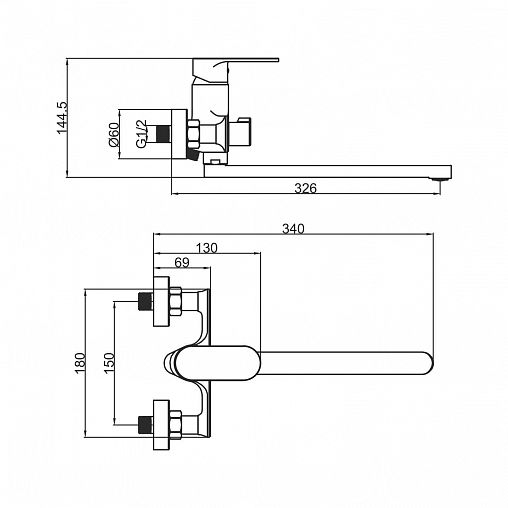 Смеситель для ванны с душем Fashun A2285-35, с длинным изливом, золото фото