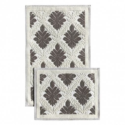 Набор ковриков L Cadesi Pamuklu, полиэстер, 60 x 50 + 60 x 100 см, 2 шт, кремовый/бежевый фото