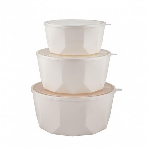 Салатник пластиковый Plast Team Stockholm, с крышкой, 1,7 л, молочный туман фото